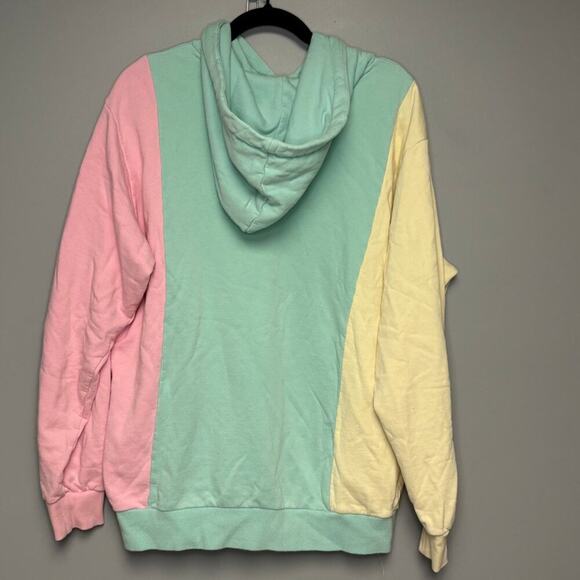 Teddy Fresh Mens Streetwear Pastel Colorblock Embroidered Hoodie Sz L - Picture 4 of 7